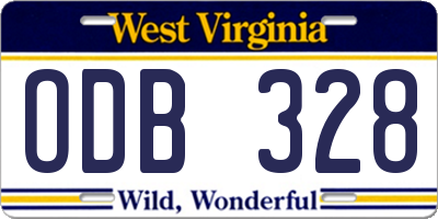 WV license plate ODB328