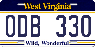 WV license plate ODB330