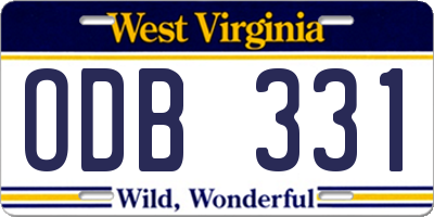 WV license plate ODB331