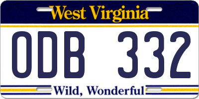 WV license plate ODB332