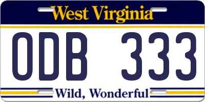 WV license plate ODB333