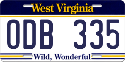 WV license plate ODB335