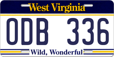 WV license plate ODB336