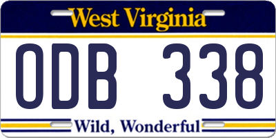 WV license plate ODB338