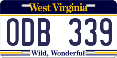WV license plate ODB339