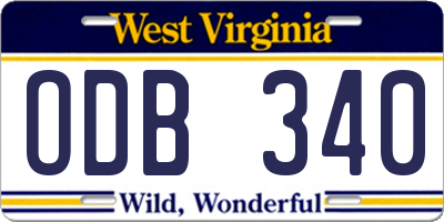 WV license plate ODB340