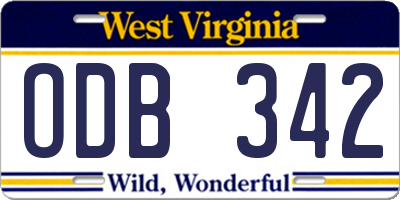 WV license plate ODB342