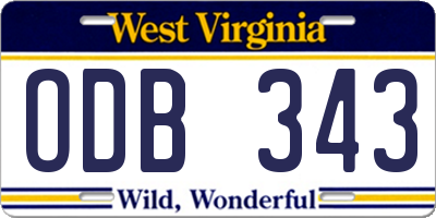 WV license plate ODB343