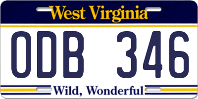 WV license plate ODB346