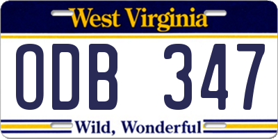WV license plate ODB347