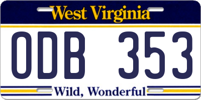 WV license plate ODB353