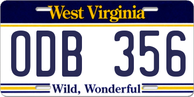 WV license plate ODB356