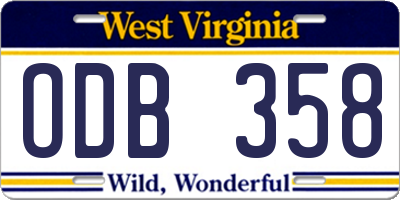 WV license plate ODB358