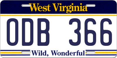 WV license plate ODB366