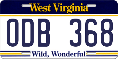 WV license plate ODB368