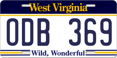 WV license plate ODB369