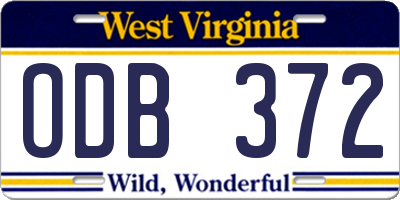 WV license plate ODB372