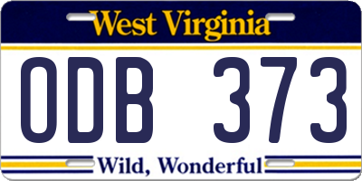 WV license plate ODB373