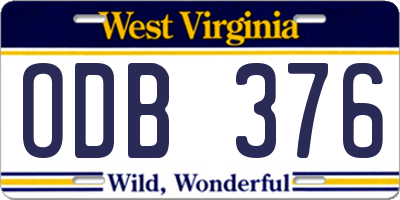 WV license plate ODB376