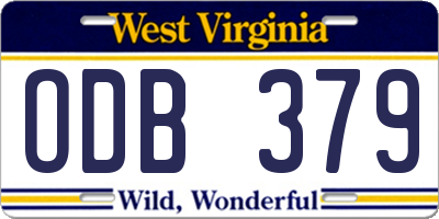 WV license plate ODB379