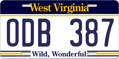 WV license plate ODB387