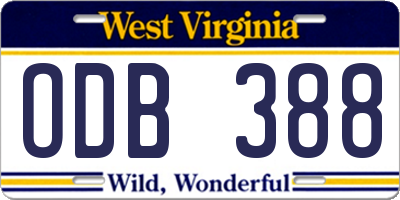WV license plate ODB388