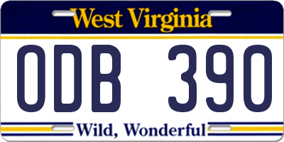 WV license plate ODB390