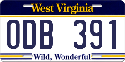 WV license plate ODB391