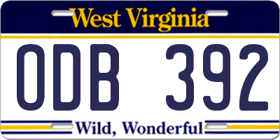 WV license plate ODB392