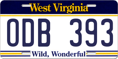 WV license plate ODB393