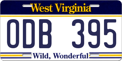 WV license plate ODB395