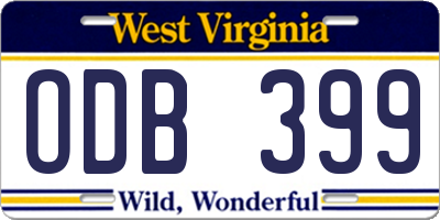 WV license plate ODB399