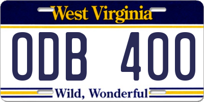 WV license plate ODB400