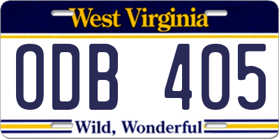 WV license plate ODB405