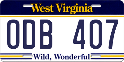 WV license plate ODB407