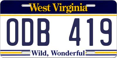 WV license plate ODB419