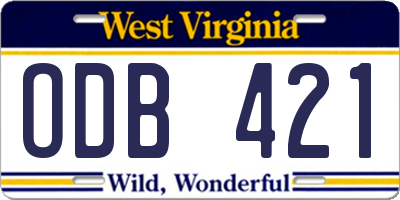 WV license plate ODB421