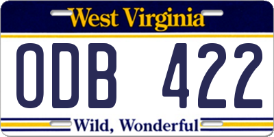 WV license plate ODB422