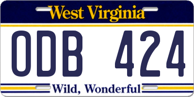 WV license plate ODB424