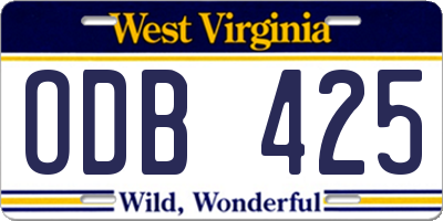 WV license plate ODB425