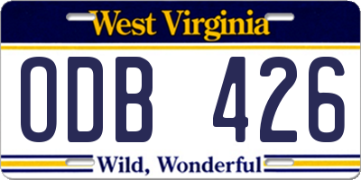 WV license plate ODB426