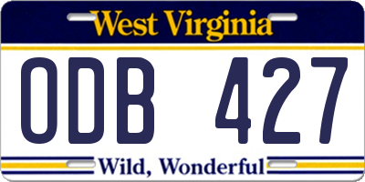 WV license plate ODB427
