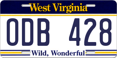 WV license plate ODB428