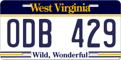 WV license plate ODB429