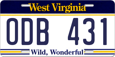 WV license plate ODB431