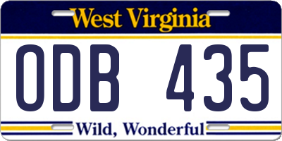 WV license plate ODB435