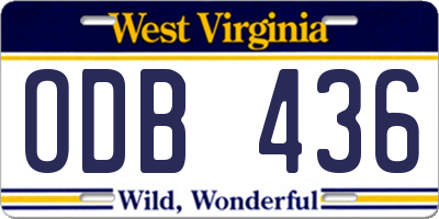 WV license plate ODB436