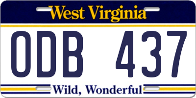 WV license plate ODB437