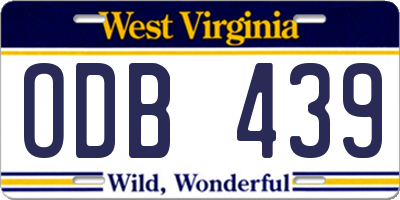 WV license plate ODB439