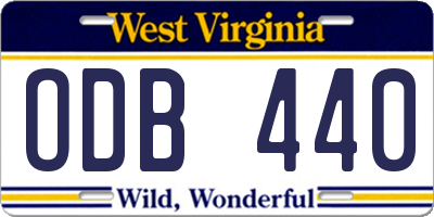 WV license plate ODB440